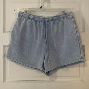 Y2K Light Blue Lounge Shorts – Relaxed Fit Drawstring Soft Casual